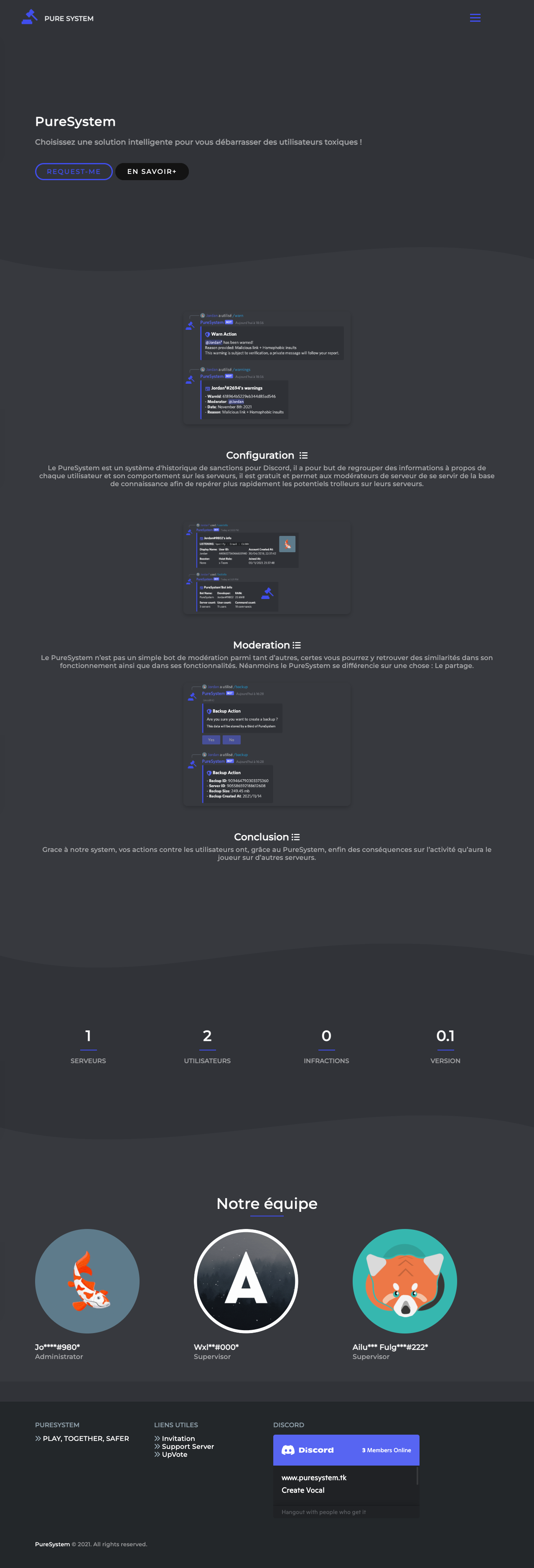 Developement of the website and the bot of a frim called PureSystem